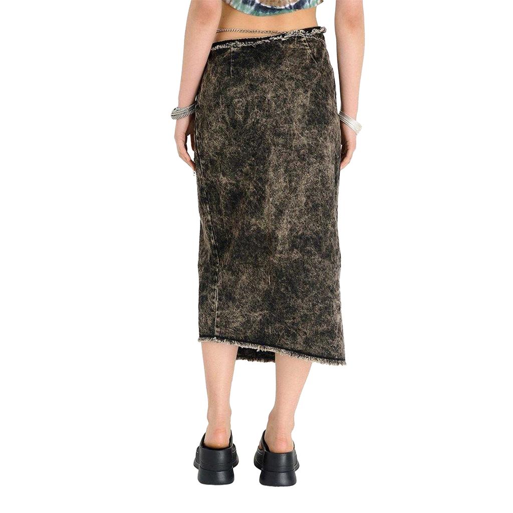 The Ragged Priest Dames/Dames Rune Denim Relaxed Fit Maxi Rok