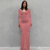 Kardashian skims abito da donna europeo e americano abito lungo casual vestibilità aderente manica lunga abito da casa