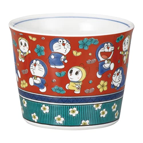

Doraemon Soba Choko (Sake Cup), Approx. 8cm, Kutani Ware, Mokume-style, Plum Blossom Design, Made in Japan, 008156
