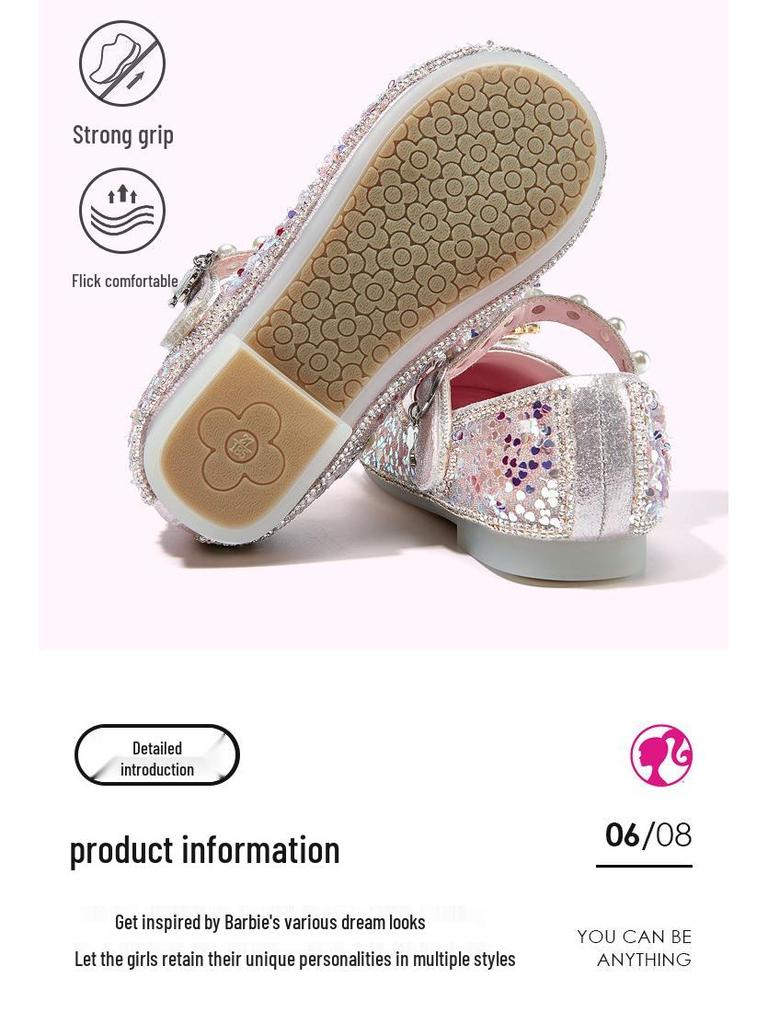 Sparkly Sequin Princess Shoes: 2025 Spring/Autumn Soft Leather Shoes for Girls – Comfortable & Versatile Performance Footwear