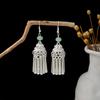 Vintage Miao Silver Minority Wind Earrings Personalized Bohemian Style Flower Long Fringed Earrings
