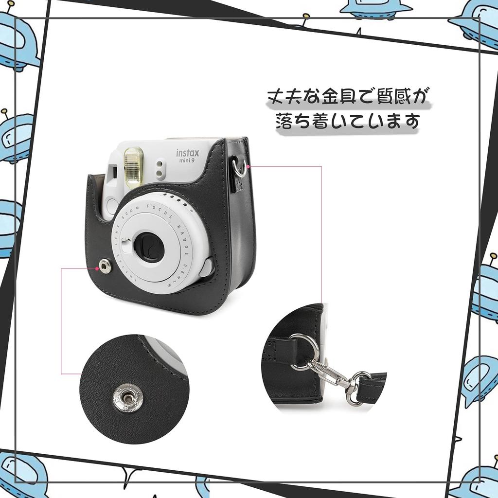 HIYQIN Cheki FUJIFILM instax Niedliche Kameratasche mit Schulter-PU-Katzen-Gesicht-Hülle, mini12/11/9/8+/8 Hülle, Gurt, Leder, (Schwarz)