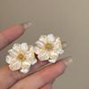 Silver Needle Simulation Camellia Stud Earrings French Retro Elegant Earrings Personalized Fashion Versatile Earrings Niche High Sense