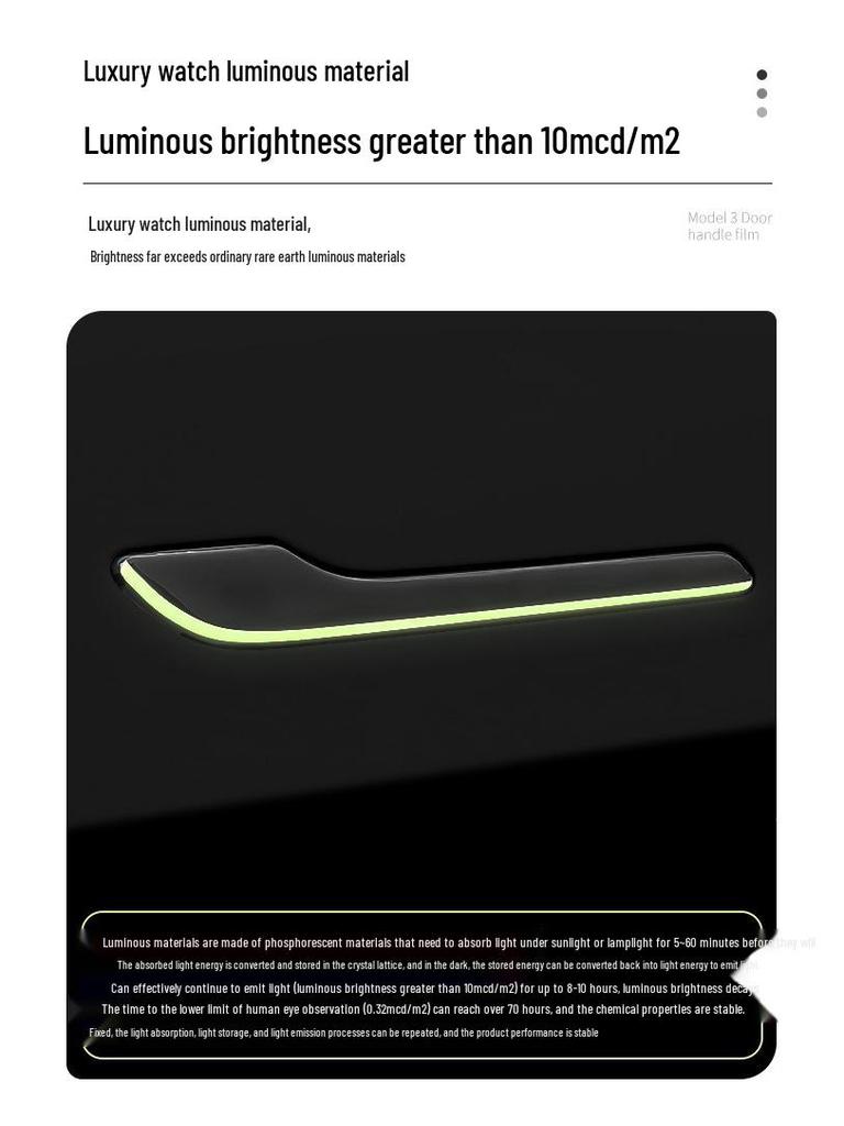 Luminous Anti-Scratch Door Handle Stickers for Tesla Model Y/3