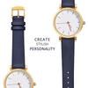 WOCCI Genuine Leather Watch Calf Blue with Gold Buckle Band, 12mm, Leather,
