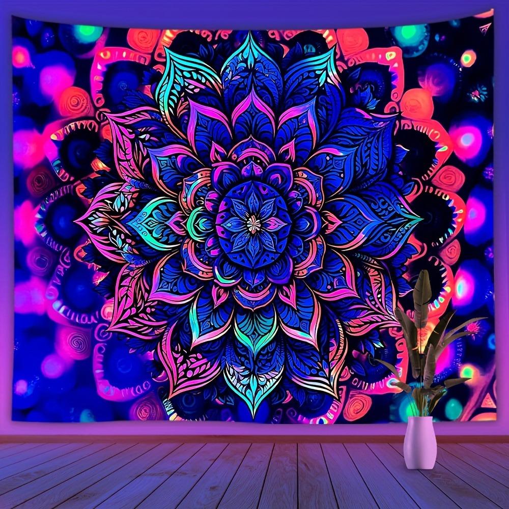 1pcs Bohemian Mandala Starry Sky UV Tapestry UV Fluorescent Wall Decoration Requires UV Exposure Home Aesthetics Decoration