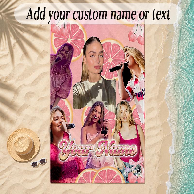 Beach TowelRoxy Dekker Custom Name Text Personalized Soft Towel for Beach Pool Indoor Home Decor Gift