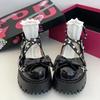 Fashion Women's Mary Jane Shoes Lolita Solid Color Spring 2024 Hot Sale Fashion Butterfly Knot Outdoors Thick with Non-slip Female Shoes