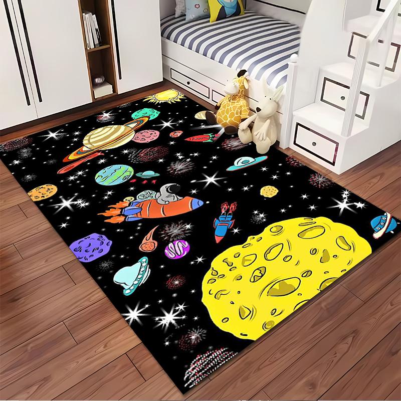 Colorful Space Adventure Rug - Non-slip rug suitable for living room and bedroom sofas.