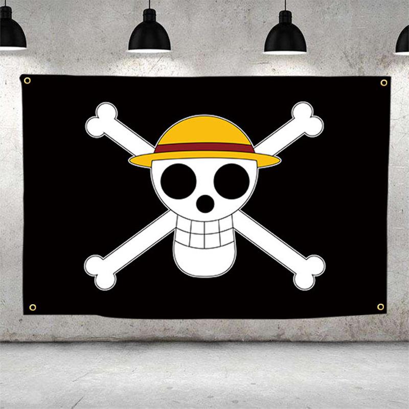 One Piece Pirate Skull Flag Home Bedroom Wall Decor Banner Painting Luffy Straw Hat Pirates Flag Toy Gifts