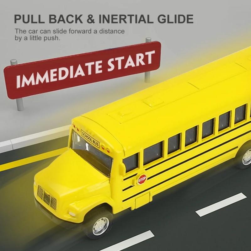 Simulation Alloy School Bus Inertia Toys Car Model Pull Back Car Interactive Toys Car Collection Educational Boy Gifts