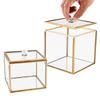 Elegant Glasbomullspinne Förvaringslåda Med Guldaccent Dammtät Transparent Organiserare För Badrum Och Heminredning