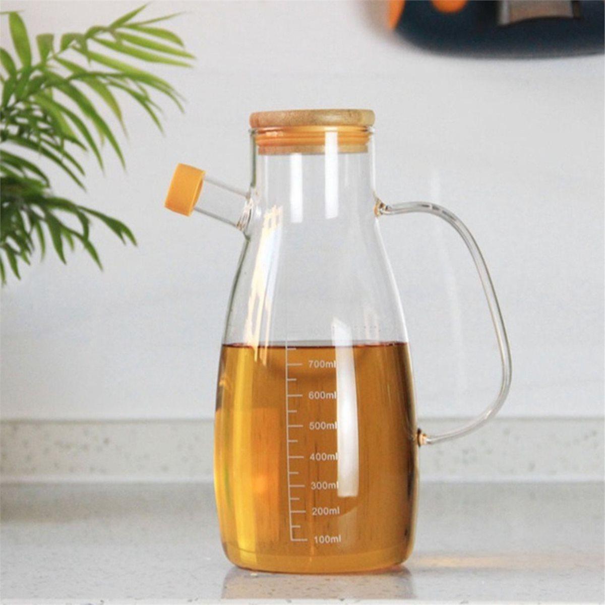 

1pc Glass Oil Bottle with Graduation Olive Oil Pot Leak Proof Oil Bottle Kitchen Outdoor Barbecue Picnic Condiment China Mainland