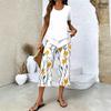 Women's Casual Two Piece Set Short Sleeve Round Neck T Shirt with Floral Print Capri Pants Lightweight Comfortable Lounge Wear