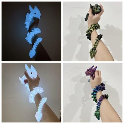 Luminous 3D Printed Horned Dragon Glow In The Dark Joints Movable Dragon Figurine Simulation Multi-jointed Dragon Ornament