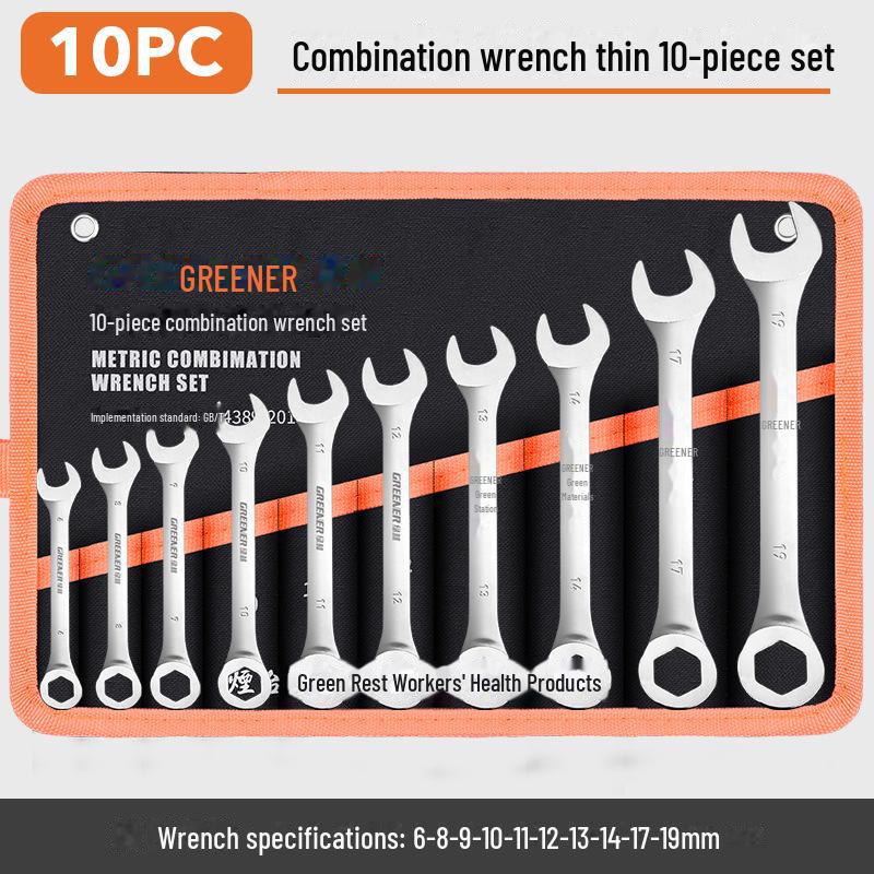 Green Forest Thin Open End Wrench Set: Complete Hardware Tool Set