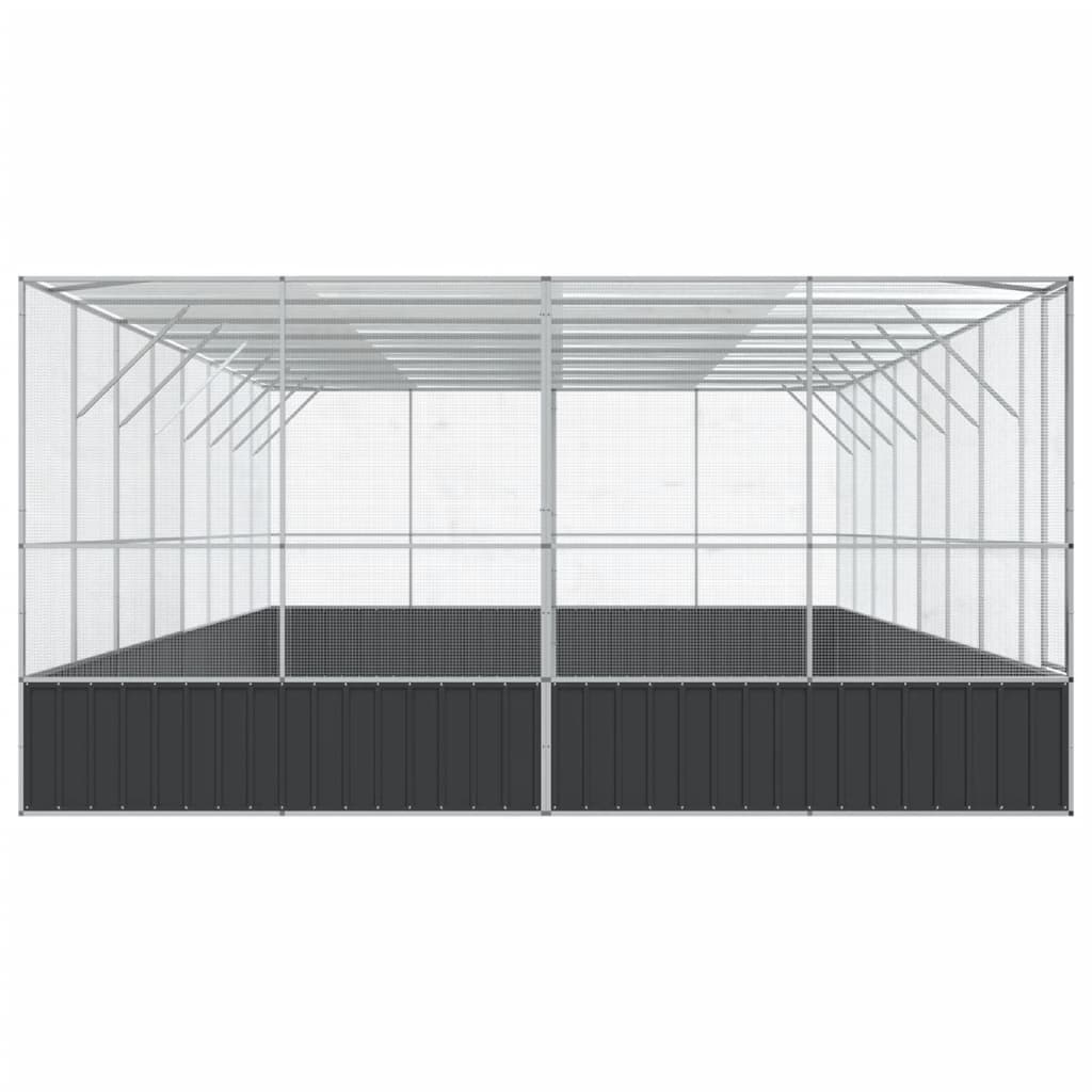 Vidaxl Woliera Z Przedłużeniem, Srebrna, 832X414X212 Cm, Stal