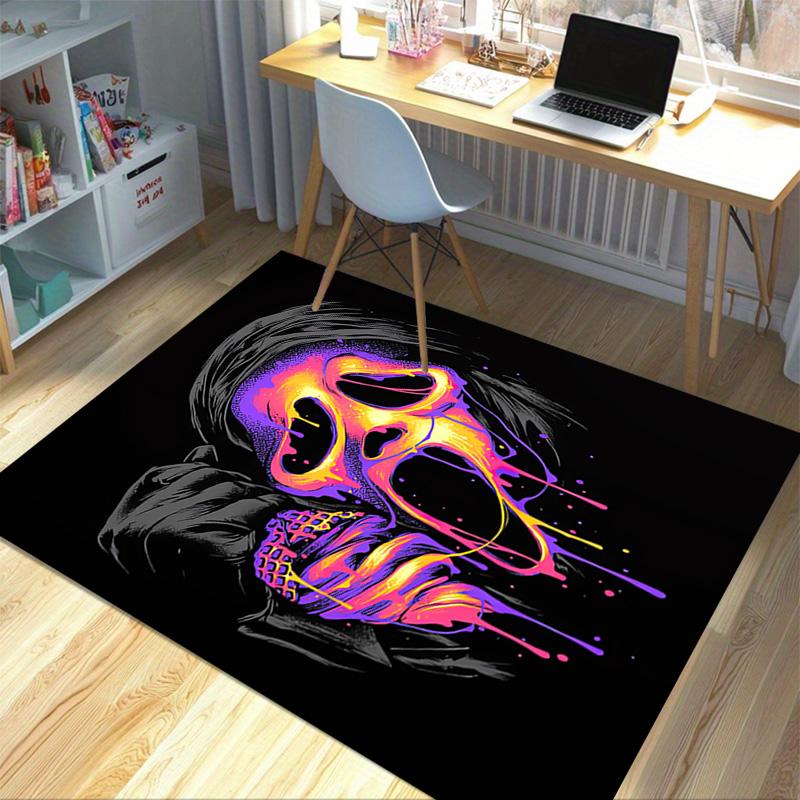 Scream Mask Horror Art Carpet For Playroom Bedroom Living Room Sofa Home Decorkids Game Area Rug Nonslip Floor Mat