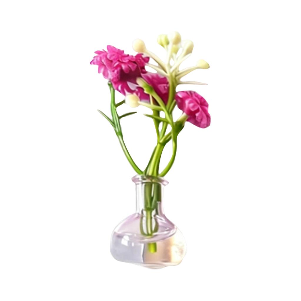 Mini Magnetic Glass Vase Set Small Artificial Flower Pot Decorative Plant Magnet for Office Kitchen Storage Cabinet Refrigerator Accessories