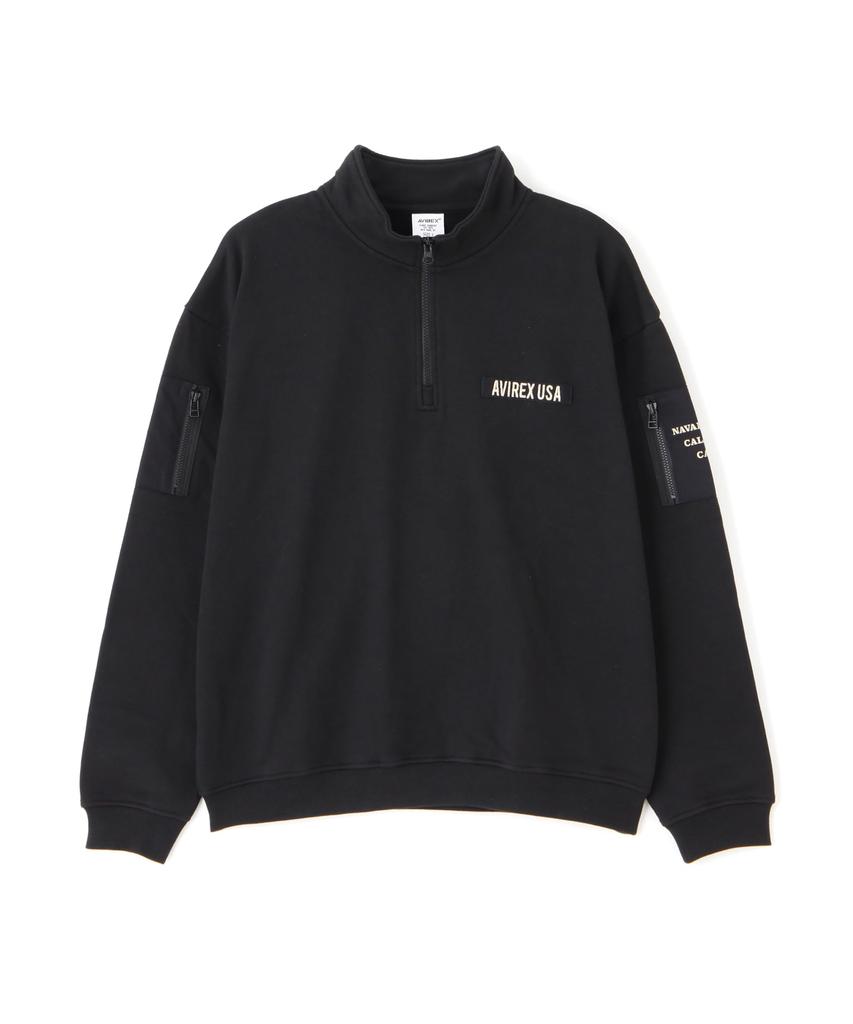 WEB Limited HALF ZIP FATIGUE SWEAT Half Zip Fatigue Sweat L 010 Black [Avirex] Men's 783-4232009