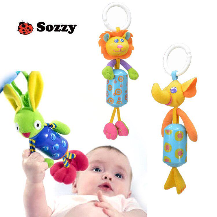 7pcs/lot Sozzy Large Bell Bed Hanging Plush Doll Animal Bell Chimes Baby Toys Wholesale