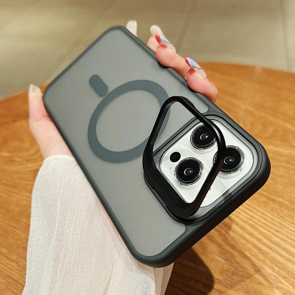 Luxury Magnetic Shockproof Phone Case For iPhone 16 15 14 Plus 13 12 11 Pro Max For Magsafe Wireless Changer Lens Stand Cover