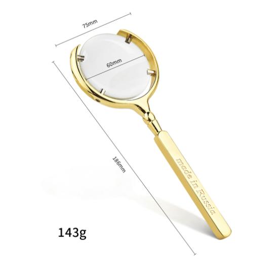 Optical Elements 8X Magnifying Glass Metal Handle Antique Handheld Magnifier Metal Crafts Reading Classic Magnifier Gifts