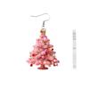 New Pink Snowflake Christmas Tree Earrings - Acrylic Festive Holiday Jewelry