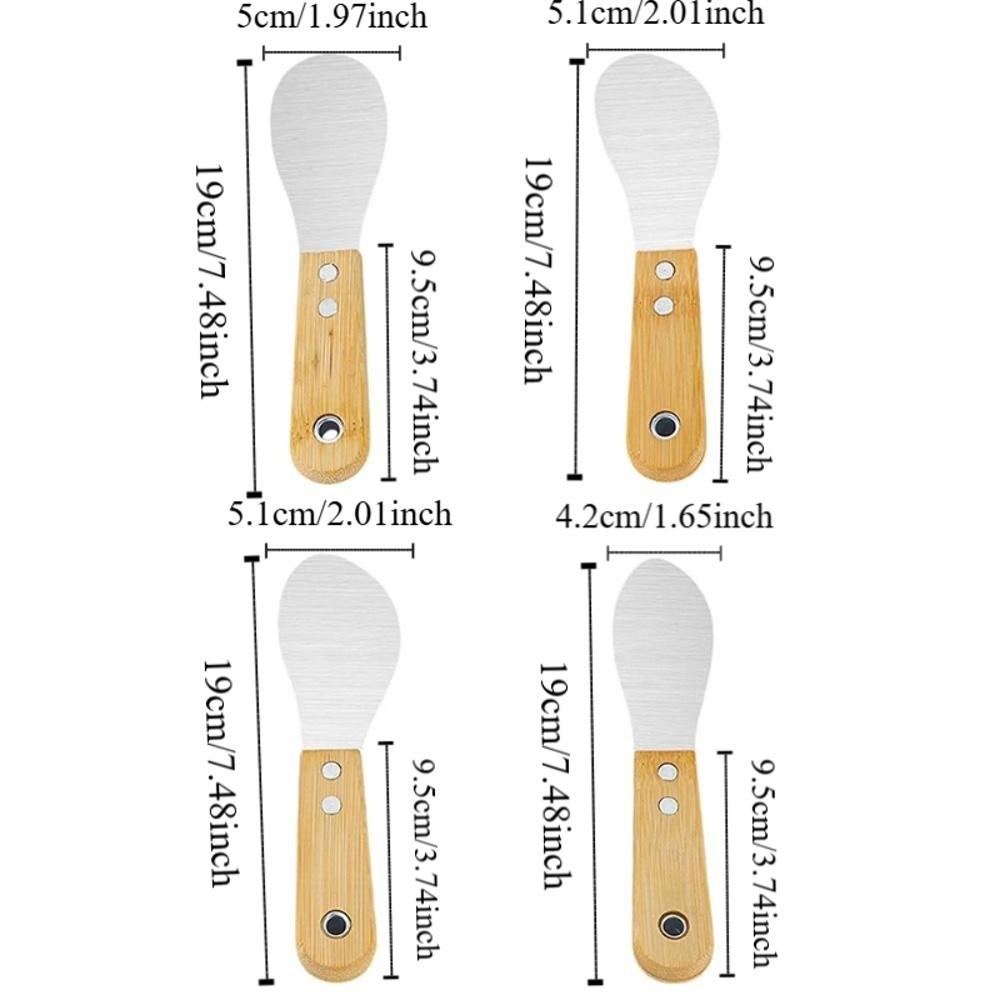 4Pcs High Hardness Stainless Steel Glue Scraper Wood Handle Sealant Remover Shovel  Tile Grouting