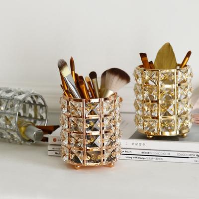 Makeup Brush Holder Organizer Crystal Vanity Decor Bling Personalized Comb Brushes Pen Storage Box Container