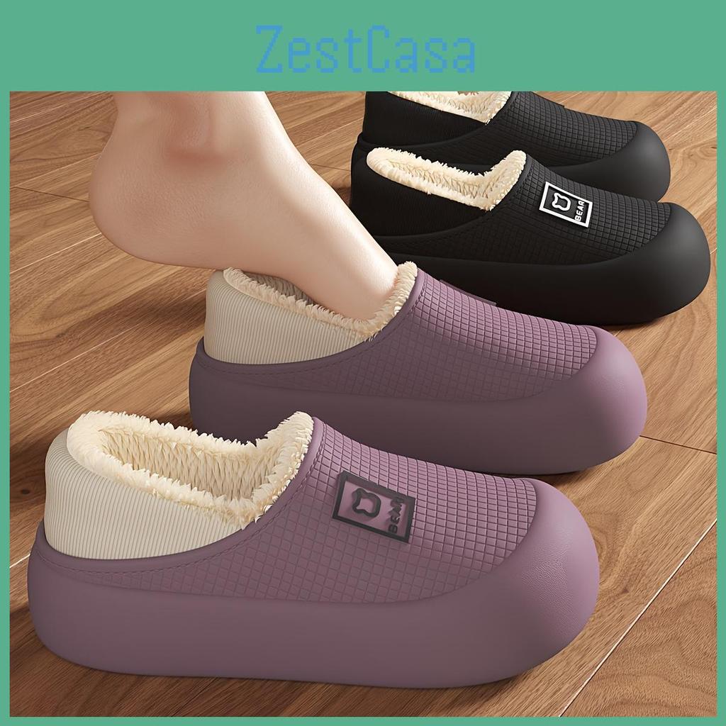 Womens Slippers Soft Slipon Eva Sole Warm Fleecelined Indoor House Shoes Nonslip Cushioned Sole For Home Office Spa Easy Slipon Design