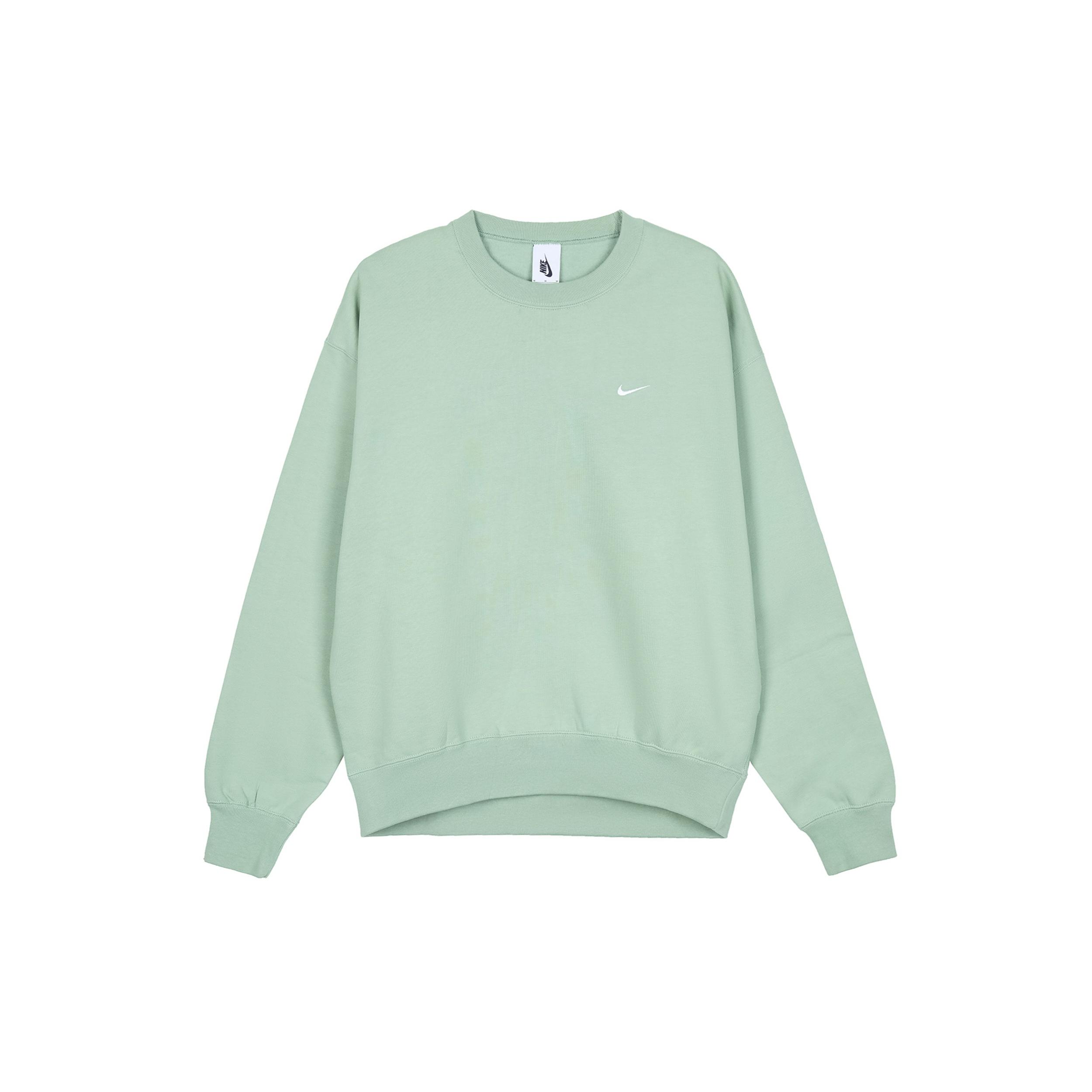 Men s Nike Lab Fleece Crew Solid Color Plush Stay Warm Sports Round Neck Pullover Light Green DA0318-006 XXL