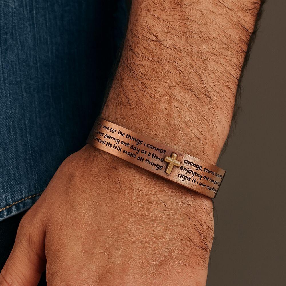 Braccialetti Regolabili in Rame Puro Braccialetto con Croce Cristiana ad Alta Magnetizzazione per Uomini Donne