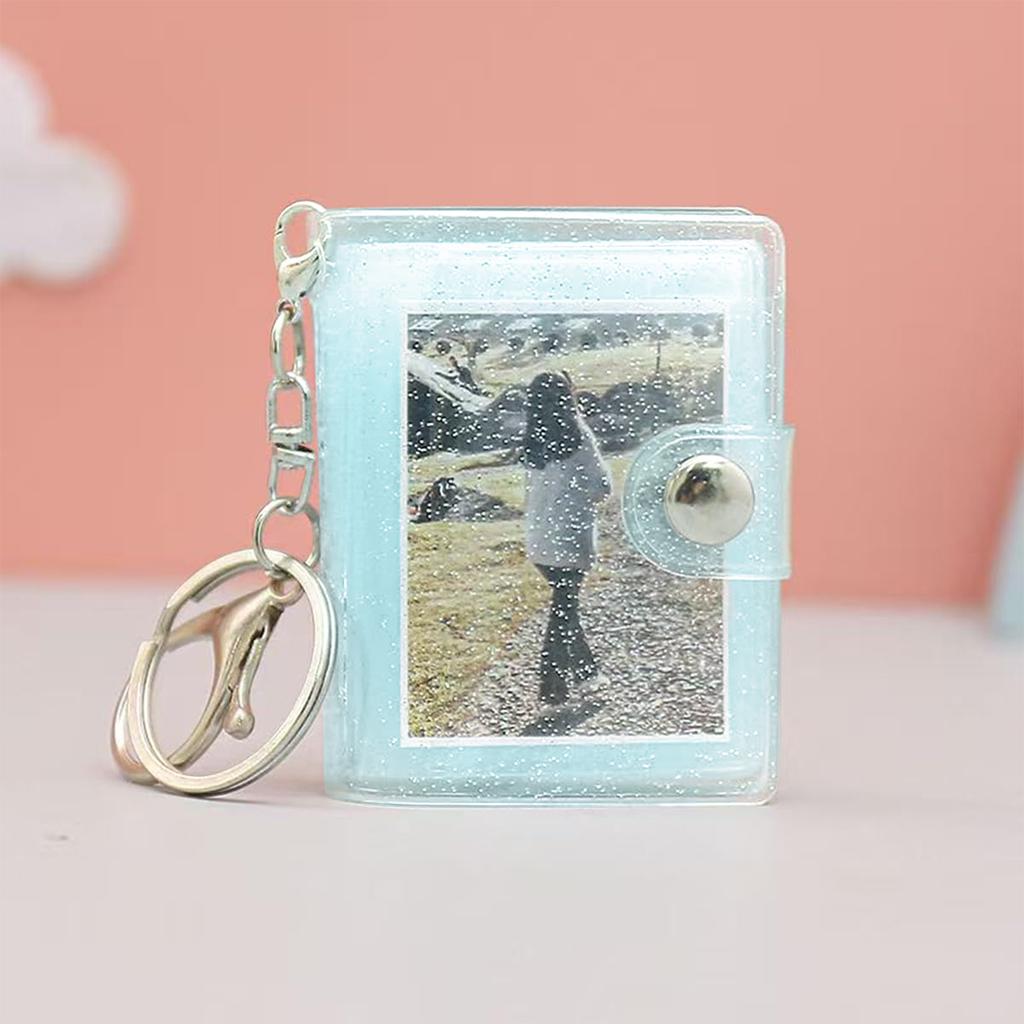 Mini Photo Album Keychain 5x3.5cm 2 Inch Photo Album Transparent Album Binder With 24 Pockets For Kids Wallet Backpack