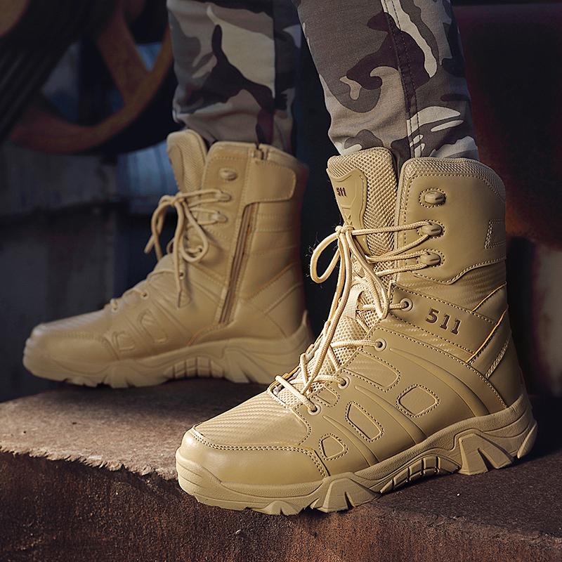 Men Tactical Boots Army Boots Mens Desert Waterproof Work Chelsea Shoes Climbing Hiking Shoes Ankle Men Outdoor Boots Big Size47