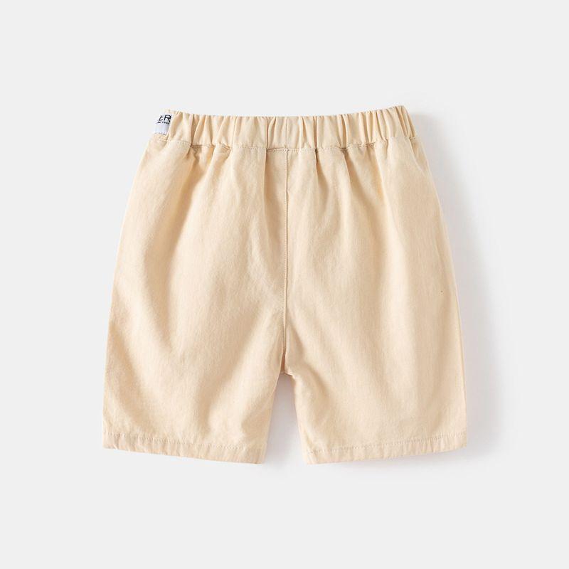 Color Five-Point Shorts, Summer Children's Woven Label Shorts, Baby Boys' Casual Mid-Length Pants, Korean Style Mid-Waist Elastic Waistband Pants