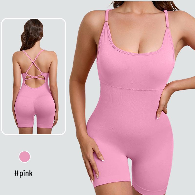"Women's Nude Yoga Sling Jumpsuit for High-Intensity Dance & Fitness"