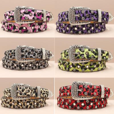 Europäischer & Amerikanischer Leopard Strass Ledergürtel: Trendiges & Vielseitiges Herrenaccessoire