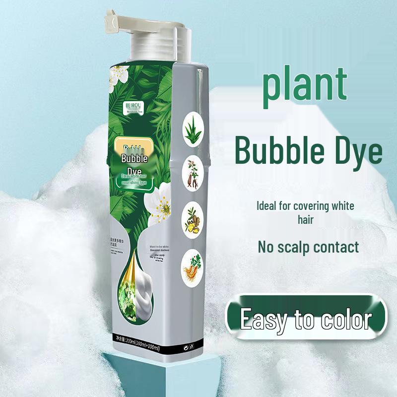 Trendy Plant-Based Bubble Hair Dye for Gray Hair - DIY Unisex Cream, Gentle on Hair