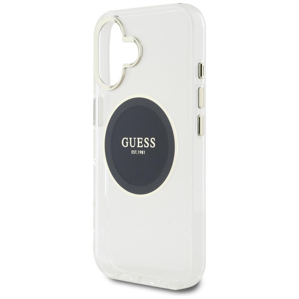 Guess Iml Metal Colored Circle Case Classic Logo Magsafe For iPhone 16 Black