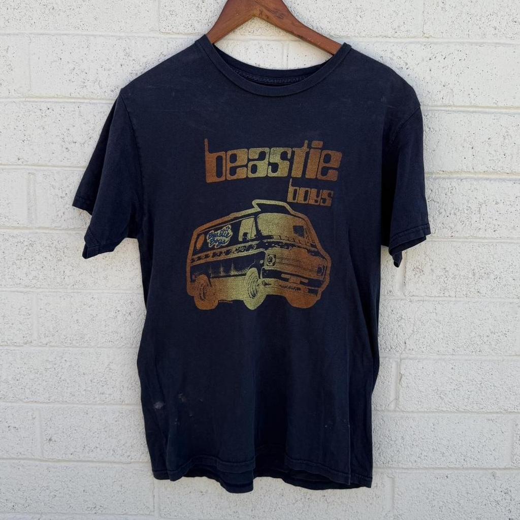 Camiseta de Banda Beastie Boys de los 90 Azul Marino Manga Corta Unisex Tee Nh21114