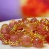 1Pc, Aura Healing Crystal Beads with Golden Accents, Boho Cylindrical Beads, Natural Strawberry Quartz Loose Beads for Jewelry Making DIY Crafts 9×9mm