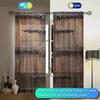 2pcs Wooden Gate Printed Curtain for Home Decor - Rod Pocket Window Treatment for Bedroom, Office,Kitchen, Living Room,and Study