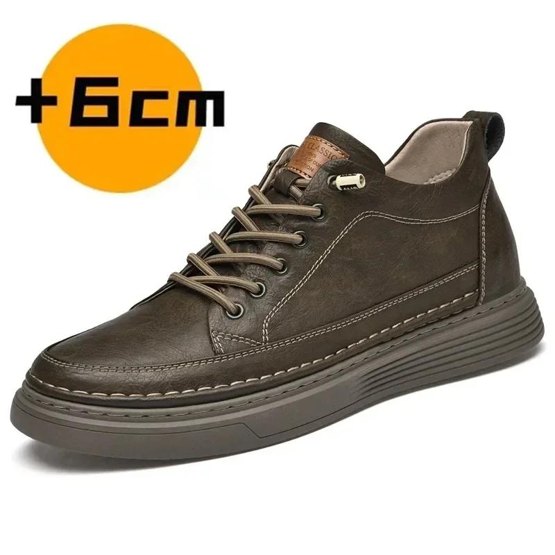 Scarpe Rialzate in Vera Pelle per Uomo Scarpe Elevator Aumento di Altezza Calzature Sneakers Casual di Lusso da Uomo Scarpe da Skate