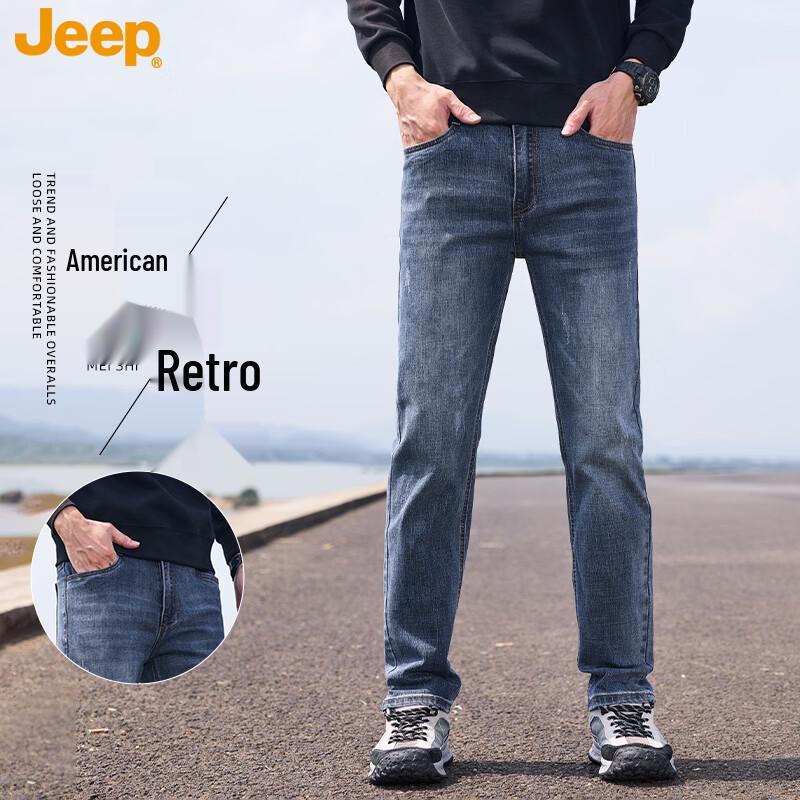 JEEP Men s American Retro Loose Straight Fit Jeans 36