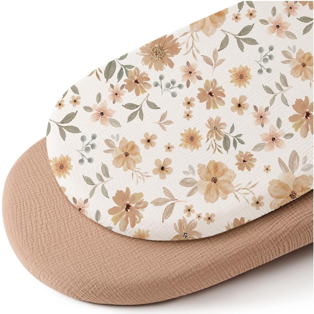 2Pcs Baby Cradle Mattress Breathable Cotton Yarn Cradle Mattress Removable Change and Wash Outer Cover Bedding Sets