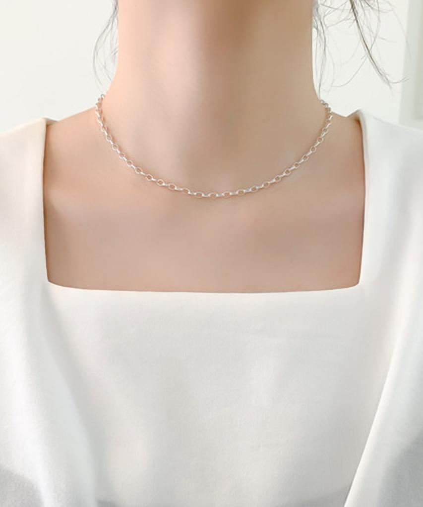 Alleun Silver 925 Ginger Oval Chain Necklace