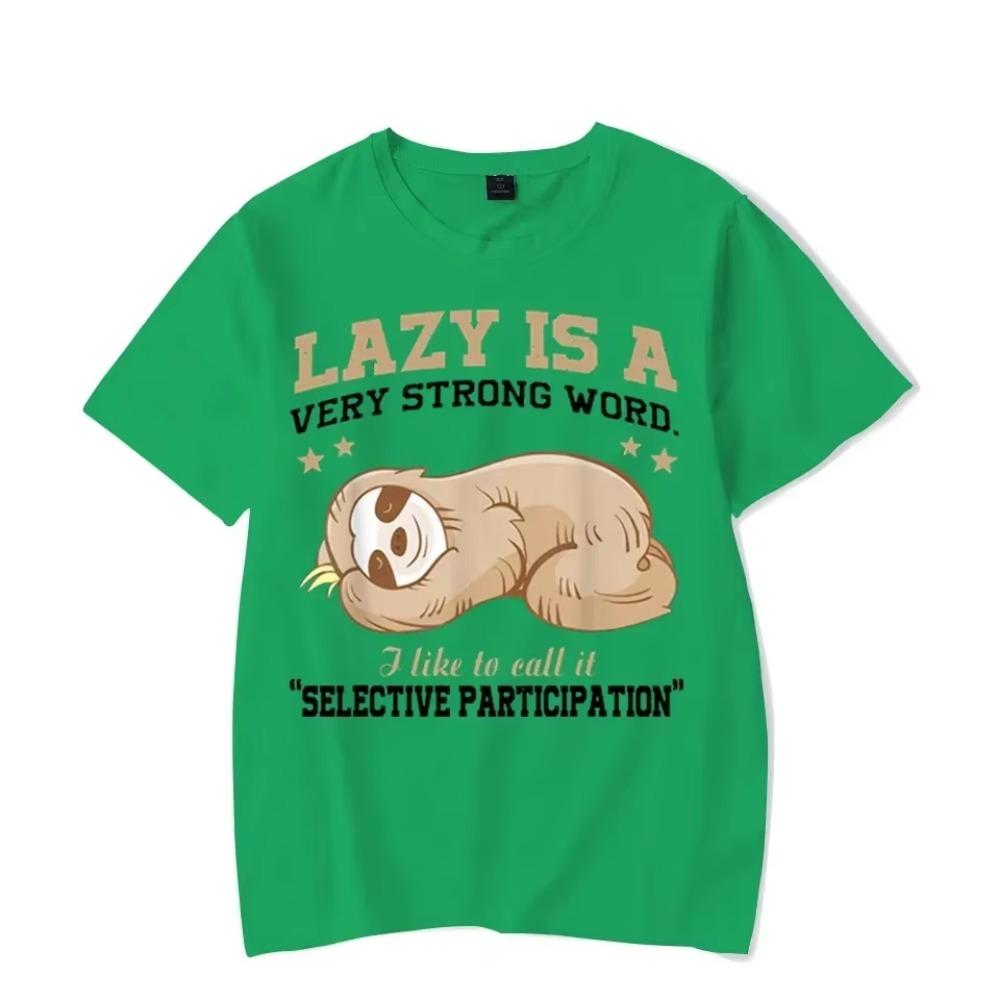 Funny Lazy Sloth Men's T-shirts Lazy Is A Very Strong Word Graphic Tee Shirt Men Short Sleeve Tshirt Top Vintage Hip Hop T Shirt