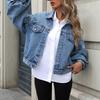 Autumn Vintage Lantern Sleeve Denim Jacket Women's Casual Streetwear Single Breasted Loose Short Jean Jackets