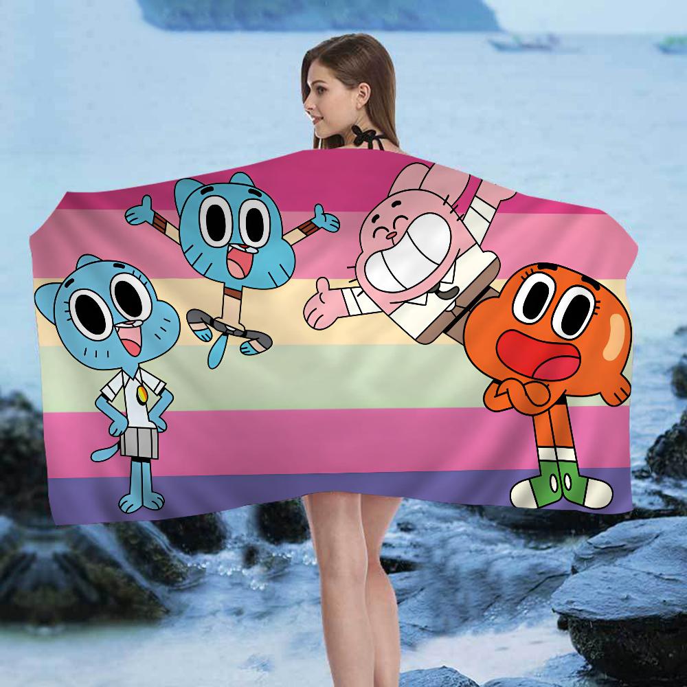 Das A_Erstaunlich Lustige W-Welt G-Gumball Zeichentrick Strandtuch Niedlich Kawaii Zimmerdeko Bad Mädchen Kinder Hand Für Badezimmer Dusche